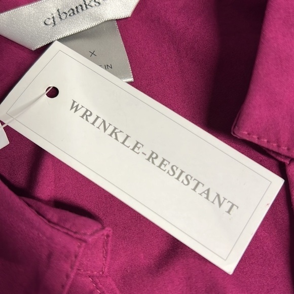 CJ BANKS PURPLE BUTTON DOWN WRINKLE RESISTANT BLOUSE 14W New - Picture 10 of 12